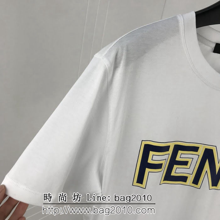 FENDI芬迪 19FW春夏新款短袖 黃色包邊Fendi字母印花 定制面料 簡約百搭款 高版本情侶款 ydi2029